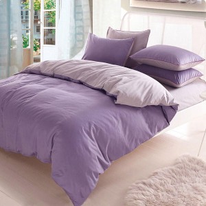 3/4pcs Pure Cotton Light Purple Grey Assorted Bedding Sets Plain Duvet Cover - 3pcs Suit Twin Size