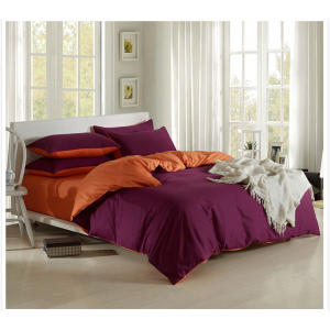 3 Or 4pcs Pure Cotton Purple Pink Color Assorted Plain Bedding Sets - Full Size-Queen Size