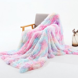 Double Sided Plush Tie-Dyed Blanket Sofa Cover Blanket Lunch Break Blanket - Purple 130*160cm