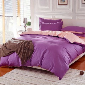 3 Or 4pcs Pure Cotton Purple Pink Color Assorted Plain Bedding Sets - 3pcs Suit Twin Size