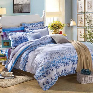 3 Or 4pcs Pure Cotton Flower Reactive Print Bedding Sets With Duvet Cover - 3pcs Suit Twin Size