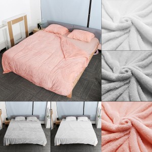 Winter Plush Duvet Cover Solid Color Long Plush Thickened Quilt Cover Pillowcase Plush Comforter Set for Bed Set - White 135*200