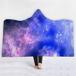 Winter Galaxy Star Plush Wearable Hooded Blankets Throw Dual Layer 3D Printing - 7