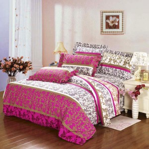 4pcs Polyester Fiber Sunny Mood Reactive Print Bedding Sets With Duvet Cover - Full Size