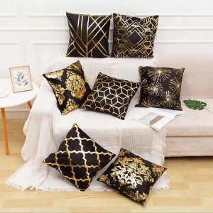 45 x 45cm Christmas Pillow Case Black And White Golden Painted Pillowcase Decorative Christmas Cushion Cover for Sofa Case Pillo