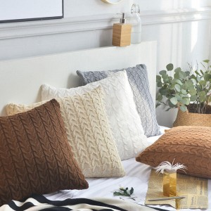 100% Cotton Knit Cushion Covers Decorative Stretchable Pillow Case for Living Room Car Office - Beige