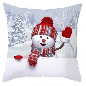 45 x 45cm Christmas snowman series Polyester Peachskin Pillowcases Home Cushion Cover Christmas for Home Decor - 01