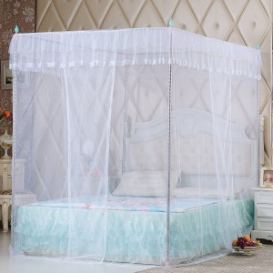 Lace Bed Netting Canopy Anti-Mosquito Net Four Corner Post Queen King Sizes for Bathroom Textile - Purple