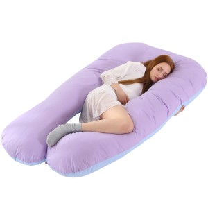 Gravida Pillow Belly Contoured Body U Shape Comfort Cuddler Oversize - Purple + Pink