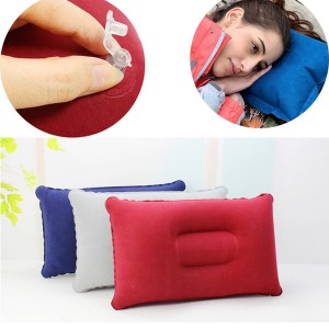 Folding Double Sided Inflatable Pillow Suede Fabric Cushion Camping Home Bedding Decor  - Grey