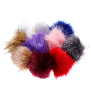 10Pcs/Set 12CM/4.72 Inch Faux Fox Fur Fluff Balls for Knitted Hat Accessories Key Chain Scarf DIY Pendant Accessories -  Red