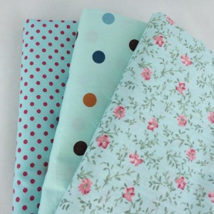 25x25CM 9PCS Green Blue DIY Cotton Fabric Assorted Pre Cut Handmade Fabric