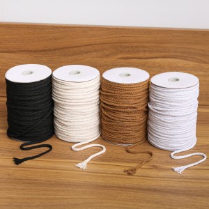 5MM 8-strand 100M Per Roll Cotton Rope Natural Cotton Twisted Macrame Rope String DIY Craft Knitting Making Macrame Cord - Beige