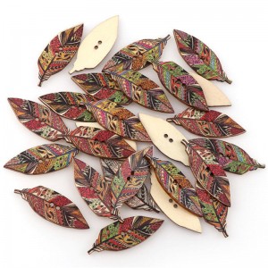 50PCS Retro Style Leaves Shaped Wooden Buttons Washable Sewing Buttons DIY Decor Handcraft Supplies - Leaf