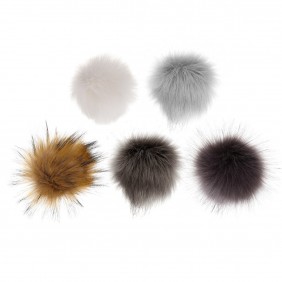 10Pcs 12cm DIY Ball Faux Fox Fur Fluff Balls Cool Colors DIY Knitted Hat Accessories - Light Coffee