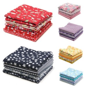 5PCS/Set 19.7'' Series Fabric Cotton Bundles Fat Quarters Polycotton Material Florals Gingham Spots Non Woven Fabric - Yellow