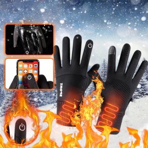 Women Men Winter Cycling Gloves Women Men Full Finger Velvet Waterproof Skidproof Climbing Warm Glove - Black M