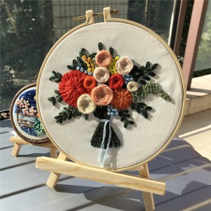 Flowers DIY Embroidery Ribbon Kits Needlework Cross Stitch Arts Crafts Sewing Decoration with Frame - #1