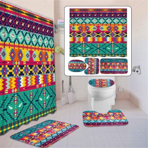 3PCS Bathroom Set Toilet Cover Mat Non-Slip Rug Pedestal Rug Floor Carpet Home Decor - #3