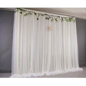 2X2M Wedding Party Backdrop Curtain Background Decoration + White Gauze Net Decorative Curtains - White