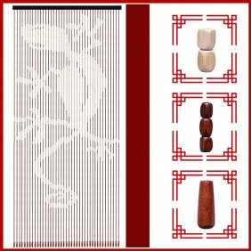 90x195cm 41 Line Wooden Bead Curtain Non-toxic Fly Screen For Porch Bedroom Living Room Bathroom