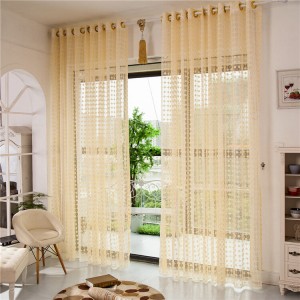 2 Panel Champagne Window Screening Hollow Out Bedroom Balcony Sheer Tulle Curtains - W40 x L84Inch