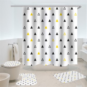 4Pcs/Set Waterproof Egyptian Shower Curtain+Non-Slip Toilet Cover Door Bath Mat - #4