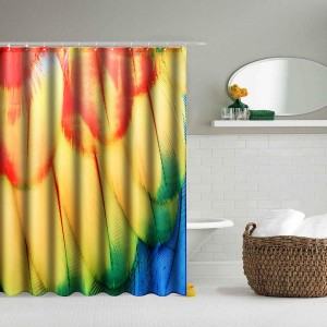 71'' Polyester Bathroom Shower Curtains Multicolor Animal Feather with 12 Hooks - 150x180cm