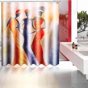 150cm/180cm Polyester Waterproof Bathroom Hanging Bath Shower Curtains with 12 Hooks - 180*180