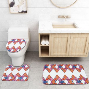 Bohemian Style Toilet Cover Mat Non-Slip Rug Set Waterproof Bathroom Shower Curtain - #1