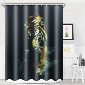 72"X 72" Wildlife Animal Nature Decor Tiger Bathroom Decor Shower Curtain with Plastic Shower Hooks 