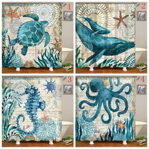 71X71" Ocean Animal 4 Types Waterproof Home Bathroom Bath Shower Curtain - Turtle