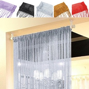 String Door Curtains Bead Window Panel Room Divider Crystal Tassel Fringe Beaded - Red