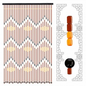 90 x 195cm 31 Line Retro Wooden Bead String Door Curtain Blinds Fly Screen for Porch Bedroom Bathroom