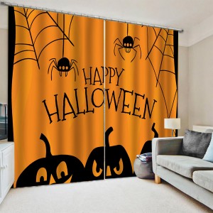 132*160cm Blackout Window Curtains Halloween Printed Curtains for Living Room Festival Decoration - 01