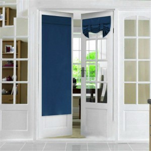 66x173cm French Door Window Curtain Shading Curtain Folding Pure Color Curtain for Home Window Decoration - Black