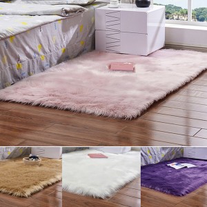 180 x 100 cm Floor Rug Polyester Acrylic Plush Mat for Living Room Plush Rug Children Bed Room Fluffy Floor Carpets - White