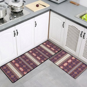 2PCS Carvapet Non-Slip Kitchen Mat Rubber Backing Doormat Runner Rug Set - Type A