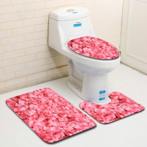 3PCS Non-Slip Bathroom Floor Carpet Pedestal Rug Lid Toilet Cover Bath Mat  - S