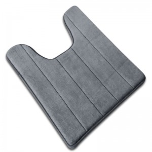 Coral Fleece Carpet Bathroom U-shaped Cotton Toilet Bathroom Carpet Mat Memory Foam Bath Floor Mats - Olive Green