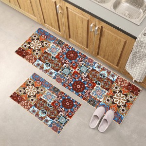 Flower Carpet Living Room Geometric Home Decor Ethnic Rugs Colorful Bedroom Doormats Persian Vintage Mats - 40*60cm+40*120cm