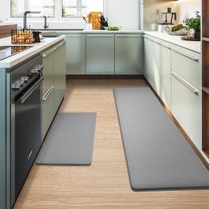 Heavy Duty Waterproof PU Leather Door Mat Non-slip Anti-oil Floor Rug For Kitchen Bathroom Living Room - Black 45*120cm