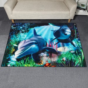 Dolphin Sea World Area Floor Rug Carpet for Bedroom Living Room Home Decoration - 120x160cm