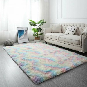 Gradient Rainbow Tie-dye Plush Carpet Living Room Bedroom Coffee Table Blanket Study Room Meeting Room Tatami Blanket - 100*160c