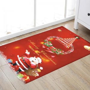 3D Christmas Santa Claus Anti-slip Kitchen Room Floor Mat Flannel Carpet Rug - 60cm*180cm