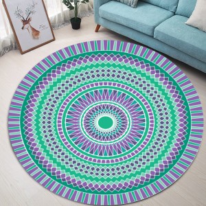 Green Blue Bohemia Mandala Pattern Carpet Soft Round Floor Mat Carpet Kids Play Mat - 80cm