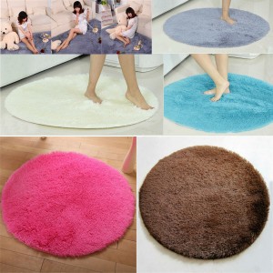 Fluffy Rugs Anti-Skid Shaggy Area Rug Room Carpet Non-slip Round Floor Mat - Coffee