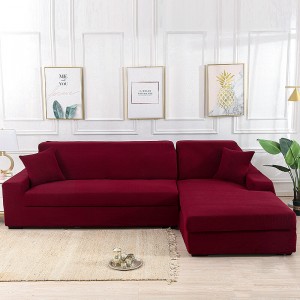 Red Stretch Elastic Sofa Cover Solid Non Slip Soft Slipcover Washable Couch Furniture Protector for Living Room - 1