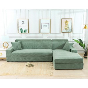 Green Stretch Elastic Sofa Cover Solid Non Slip Soft Slipcover Washable Couch Furniture Protector for Living Room - Single Seat