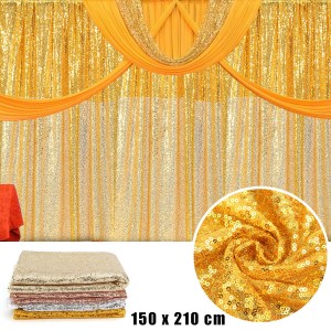 59''x82'' Sequin Table Cloth Curtains Wedding Party Decor Photography Background - Champagne Gold